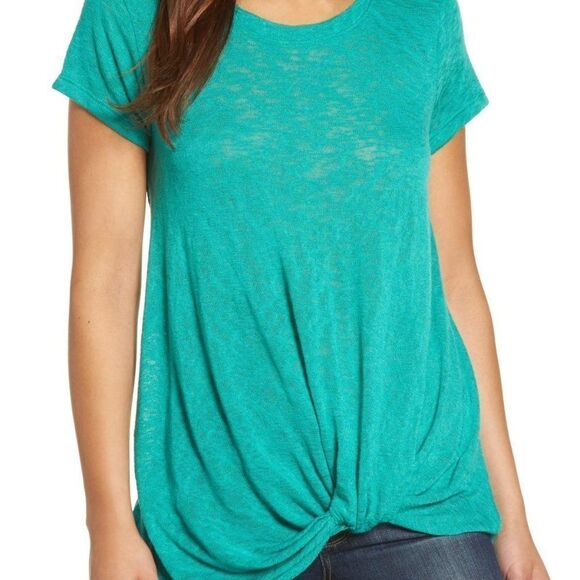 bobeau Tops - Bobeau Jessica Twist Hem Slub Tee